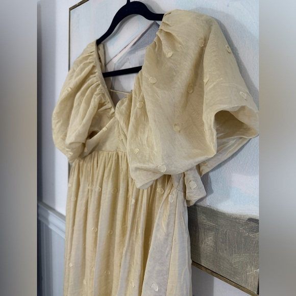 ANTHROPOLOGIE Moon River Flutter Sleeve Mini Dress Creamy Yellow Size Large - Picture 3 of 9